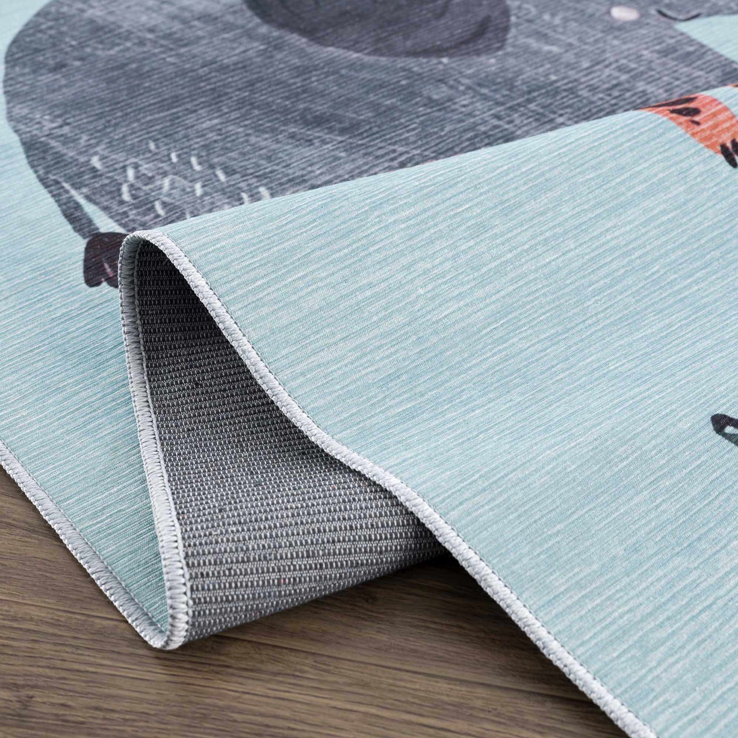 Blue Jungle Animal Washable Rug