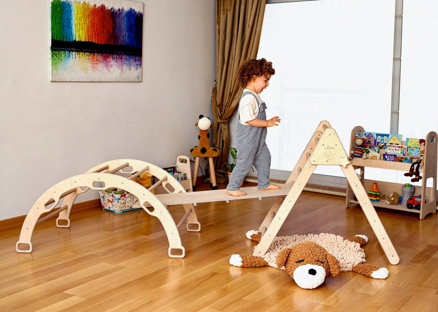 Montessori Climbing Set (3 Pieces)| Pikler Triangle, Climbing Arch &