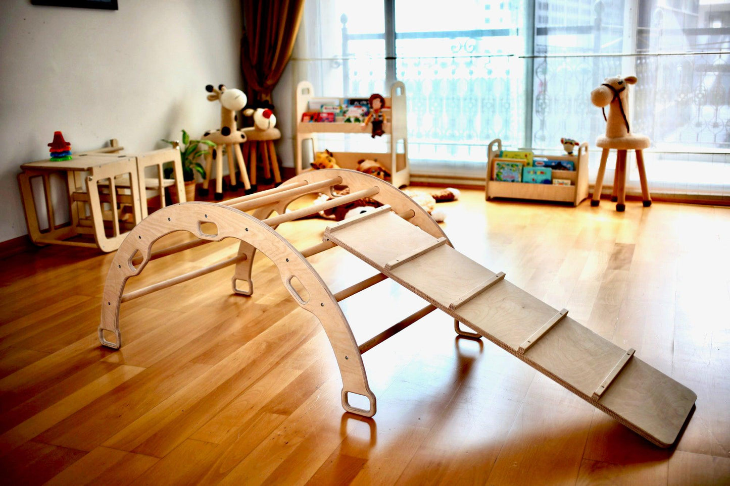 Montessori Climbing Set (3 Pieces)| Pikler Triangle, Climbing Arch &