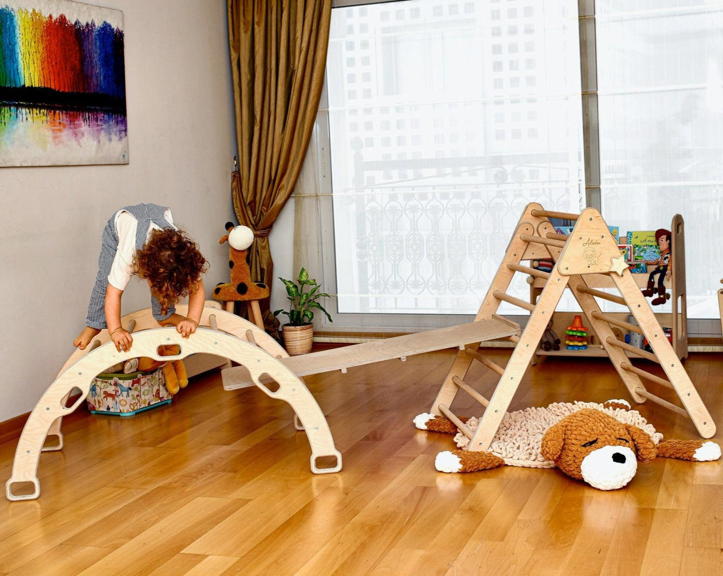 Montessori Climbing Set (3 Pieces)| Pikler Triangle, Climbing Arch &