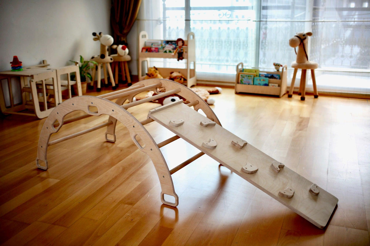 Montessori Climbing Set (3 Pieces)| Pikler Triangle, Climbing Arch &