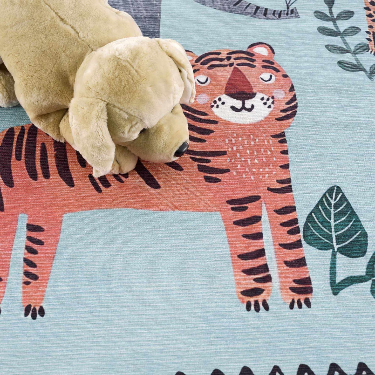 Blue Jungle Animal Washable Rug